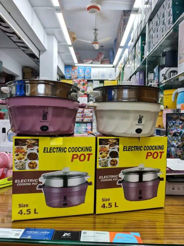4.5L Electric Cooking Pot – Multi-Function Non-Stick Electric Cooker for Rice, Soup, Noodles & Steamed Food