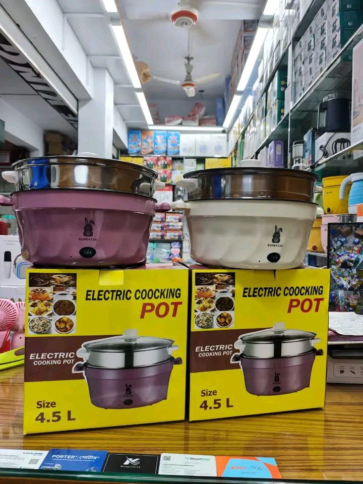 4.5L Electric Cooking Pot – Multi-Function Non-Stick Electric Cooker for Rice, Soup, Noodles & Steamed Food